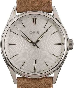 HandMade The Oris Artelier Date Silver Dial & Leather Strap