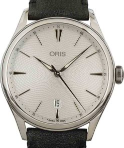 HandMade The Oris Artelier Date Steel on Leather Strap