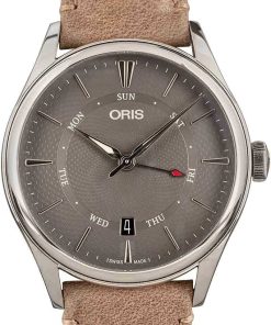 HandMade The Oris Artelier Pointer Day Date Grey Dial & Leather Strap