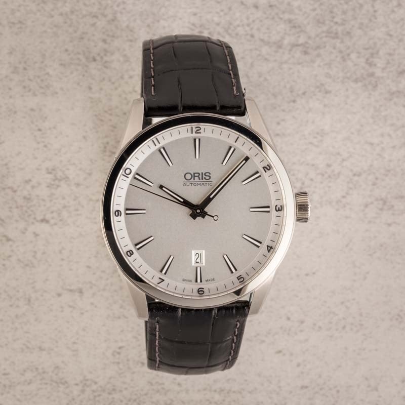 HandMade The Oris Artix Date Steel on Black Leather Strap - Image 5