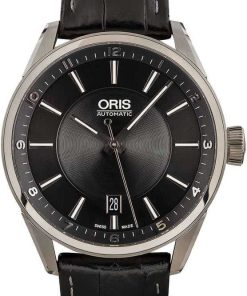 HandMade The Oris Artix Date Black Dial & Leather Strap