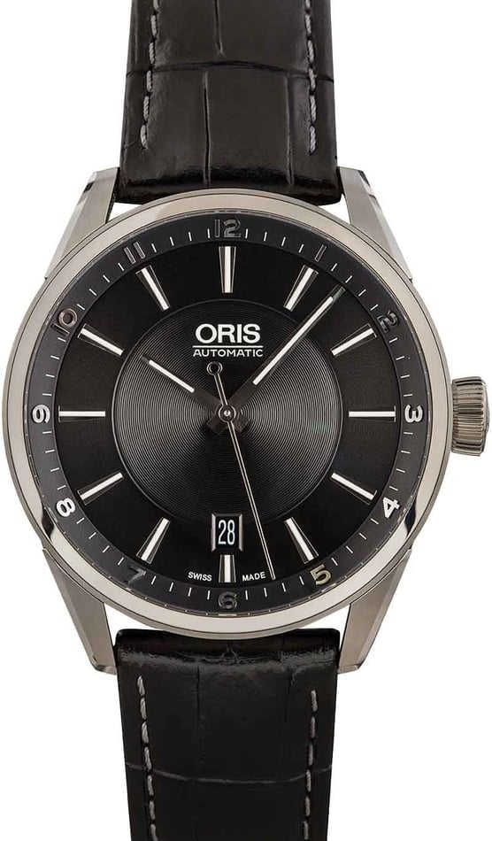HandMade The Oris Artix Date Black Dial & Leather Strap