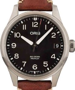 HandMade The Oris Big Crown ProPilot Big Date Steel on Leather Strap