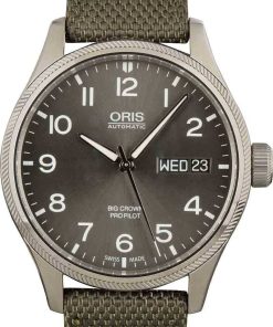 HandMade The Mens Oris Big Crown ProPilot Big Day Date Steel on Fabric Strap