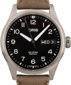 HandMade The Oris Big Crown ProPilot Big Day Date Black Dial & Olive Textile Strap