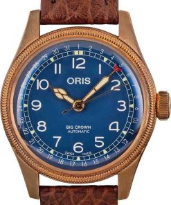 HandMade The Oris Big Crown Bronze Pointer Date Blue Dial & Leather Strap