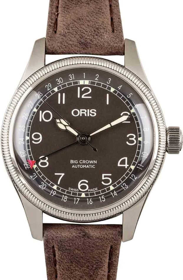 HandMade The Ladies Oris Big Crown Pointer Date Black Dial