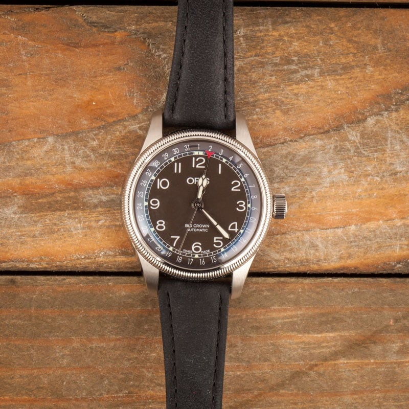 HandMade The Ladies Oris Big Crown Pointer Date Black Arabic Dial - Image 5