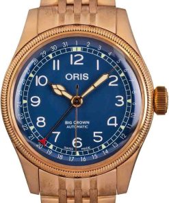 HandMade The Oris Big Crown Bronze Pointer Date Blue Arabic Dial