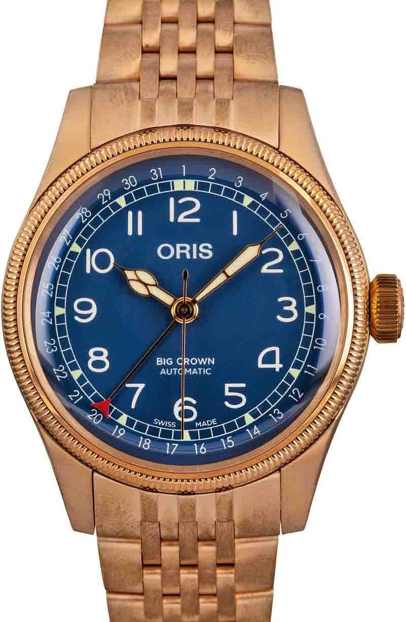 HandMade The Oris Big Crown Bronze Pointer Date Blue Arabic Dial