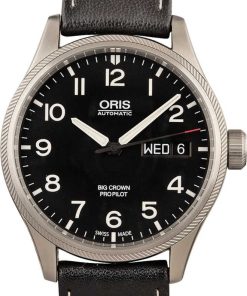 HandMade The Oris Big Crown ProPilot Big Day Date Black Leather Strap