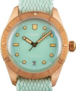 HandMade The Oris Divers Sixty-Five Green Dial & Textile Strap