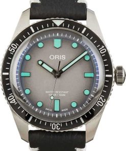 HandMade The Oris Divers Sixty-Five Leather Strap Grey Dial
