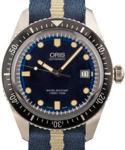 HandMade The Oris Divers Sixty-Five Blue & Beige Fabric Strap