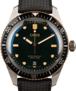 HandMade The Oris Divers Sixty-Five Green Dial Rubber Strap