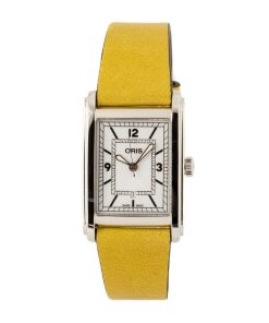 Alternative view of HandMade The Oris Rectangular Stainless Steel on Yellow Strap