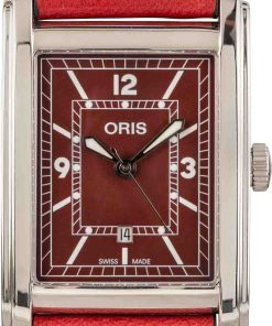 HandMade The Oris Rectangular Red Dial & Leather Strap