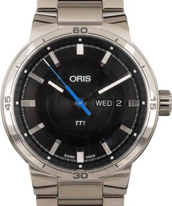 HandMade The Mens Oris TT1 Day Date Stainless Steel Black Dial