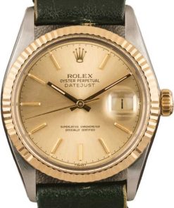 HandMade The Rolex Datejust 16013 Green Leather Strap T