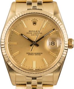 HandMade The Rolex Date 15037 Champagne Dial Gold Watch