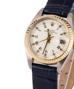 Alternative view of HandMade The Ladies Rolex Date 6916 Roman Leather Strap