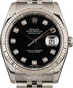 HandMade The Rolex Datejust Black 116234 White Gold Bezel