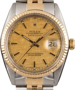 HandMade The Rolex Two Tone Datejust Champagne Linen Dial 16013