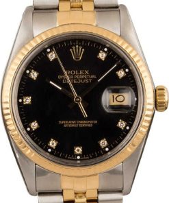 HandMade The Two Tone Rolex Datejust 16013 Black Diamond Dial T