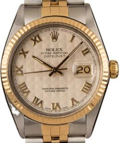HandMade The Rolex Two-Tone Datejust 16013 Ivory Pyramid Dial T