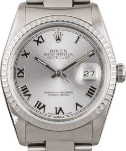 HandMade The Rolex Datejust 16220 Silver Roman Dial Engine Turned Bezel