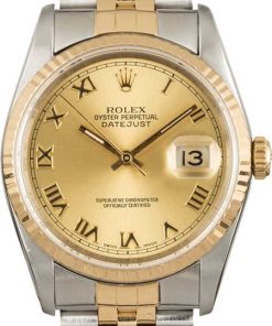 HandMade The Rolex Datejust 16233 Champagne Roman Dial Two Tone Watch