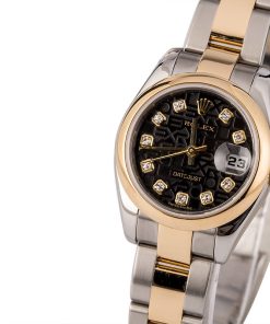 Alternative view of HandMade The Rolex Datejust 179163 Black Jubilee Diamond Dial