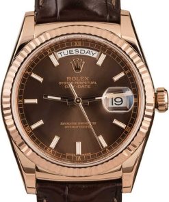 HandMade The Rolex Day-Date 118135 Everose Gold w/ Leather Strap