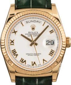 HandMade The Rolex Day-Date 118138 Green Leather Strap