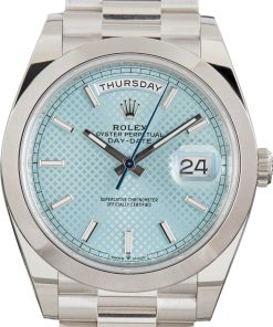 HandMade The Rolex Day-Date 40 Ref 228206 Ice Blue Diagonal Motif Dial