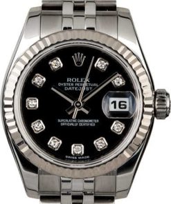 HandMade The Rolex Ladies Datejust 179174 Black Diamond Dial