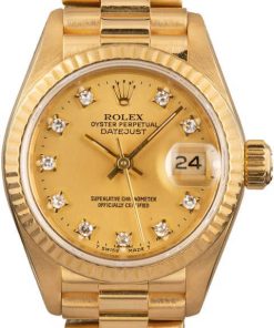 HandMade The Ladies Rolex President 69178 Champagne Diamond Dial