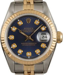 HandMade The Ladies Rolex Oyster Perpetual DateJust Model 69173 Blue Diamond Dial