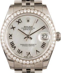 HandMade The Rolex Datejust 178384 Mid-Size Watch Diamond Bezel