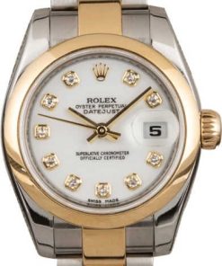 HandMade The Ladies Rolex Datejust 179163 White Diamond Dial
