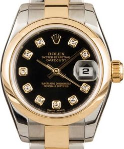 HandMade The Rolex Ladies Datejust 179163 Black Diamond