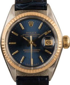 HandMade The Rolex Datejust 6917 Blue Dial Leather Strap