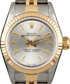 HandMade The Two Tone Rolex Oyster Perpetual 67193 Silver Dial