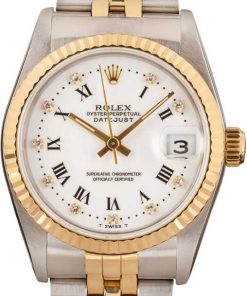 HandMade The Rolex Mid-Size Datejust 68273 White Roman Dial