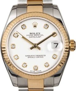 HandMade The Mid-Size Rolex Datejust 178273 White Diamond Dial