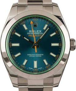 HandMade The Rolex Milgauss 116400GV Green Sapphire Crystal Blue Dial