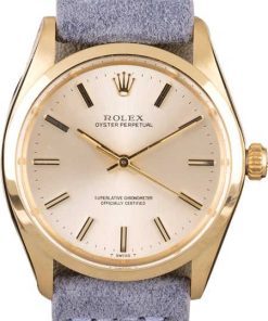 HandMade The Rolex Oyster Perpetual 1002 Silver Dial with Yellow Gold Case