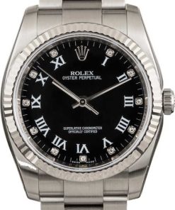 HandMade The Unworn Rolex Oyster Perpetual 116034 Black Diamond Dial