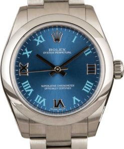 HandMade The Rolex Steel Oyster Perpetual 177200 Blue Roman Dial