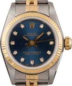 HandMade The Rolex Ladies Oyster Perpetual 67193 Blue Diamond Dial